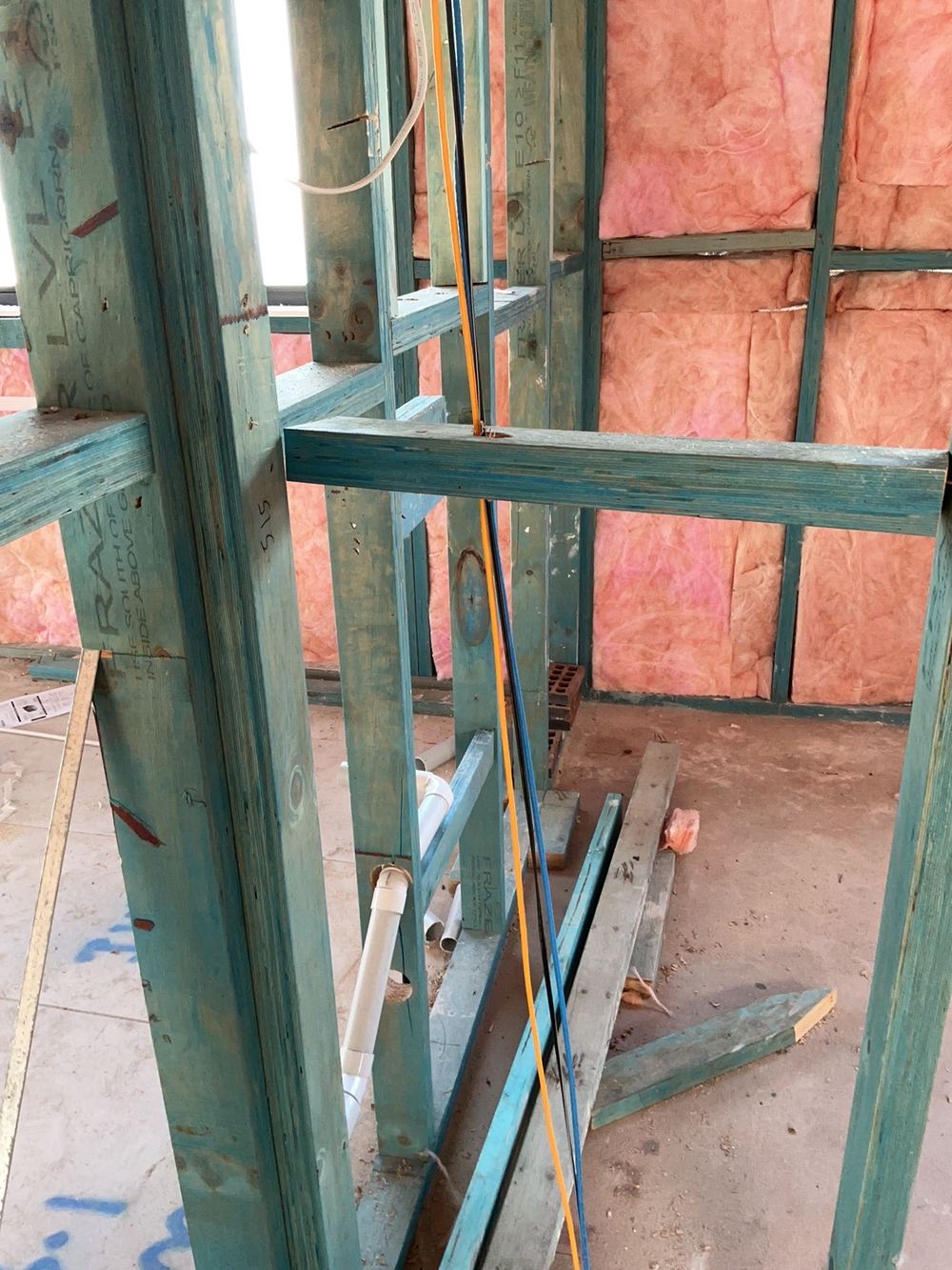 Nogging in an internal wall not nailed off, found during a lock-up inspection in Cobbitty